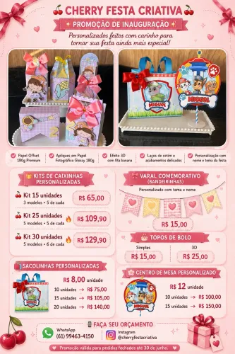 Personalizados para Festa | Topo de Bolo | Lembrancinhas | Kit Festa
