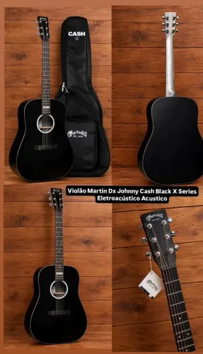 Violão Martin Dx Johnny Cash Black X Series Eletroacústico Acustico