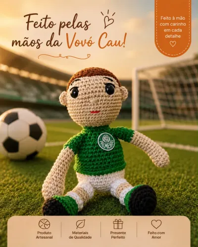 Palmeiras boneco palmeirense amigurumi presente com afeto