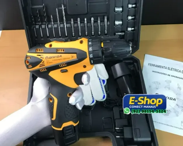 Parafusadeira Portatil 2 Baterias Broca De Impacto 12v com 24 Peças - Entrega das 9 até 22
