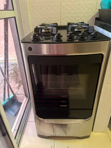 Fogão inox tampo de vidro 4 bocas cônsul