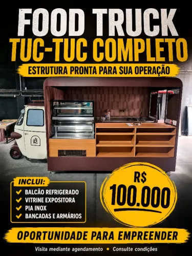 Food Truck Tuc-Tuc Completo com Equipamentos ? Estrutura Pronta para Operação de Alimentaç