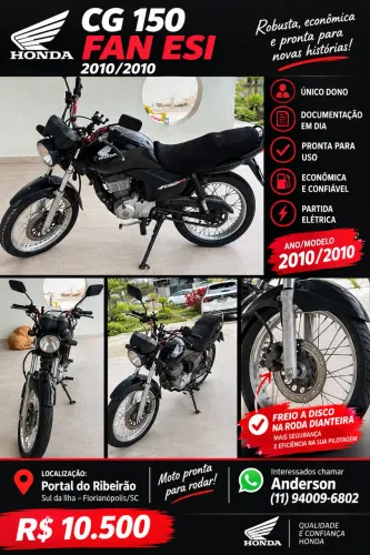 Honda CG 150 Fan ESi 2010/2010 - Único Dono | Freio a Disco