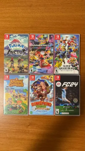 Lote 6 Jogos Nintendo Switch - Mario, Pokémon, DK e mais - Impecáveis Preço: R$ 1.250,00