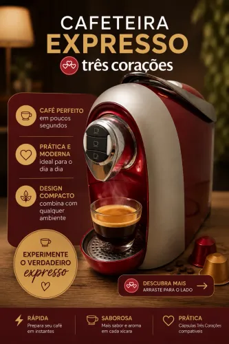 Cafeteira Expresso 3 Corações, Vermelha usada