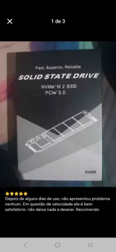 SSD NVME 512 GB. Novo e lacrado. *