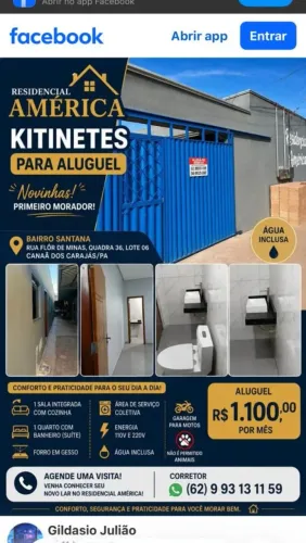 Aluga-se Kitnet no Residencial América Canaã 