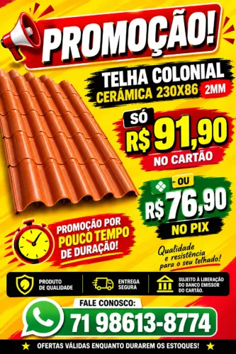 TELHA PVC COLONIAL CERÂMICA 2MM EPLAST 230x86 R$ 76,90 DINHEIRO OU PIX