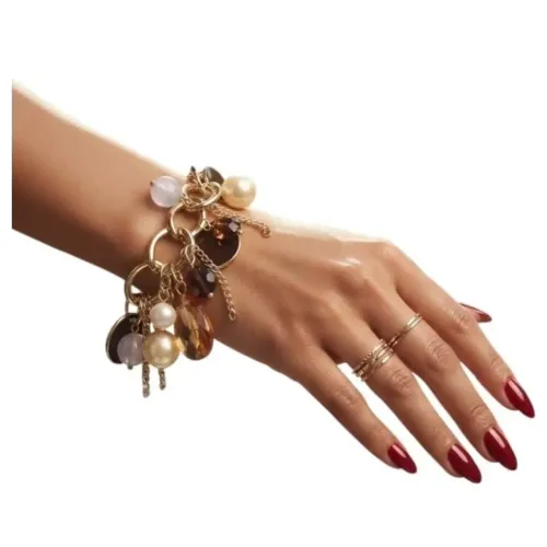 Pulseira claire's original importada folheada a ouro com pérolas