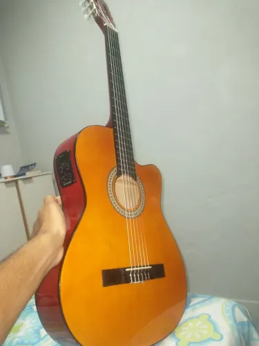 Violão Giannini StartNf-14 Nylon Elétrico + capa + palhetas +capotraste + cabo p10 + Alça 