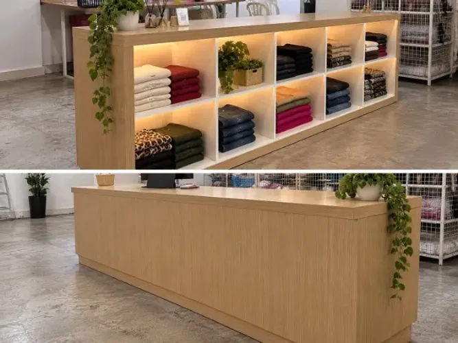BALCÃO COMERCIAL EM MDF COM 10 NICHOS