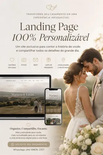 Site para Noivos:Historia do Casal, RSVP, Fotos, e Lista de Presentes