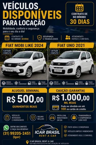 Veículos disponíveis para locação