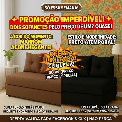 Sofá-cama(sofanete) 4 lugares PROMOÇÃO IMPERDIVEL, oferta incrível pague na sua casa !!