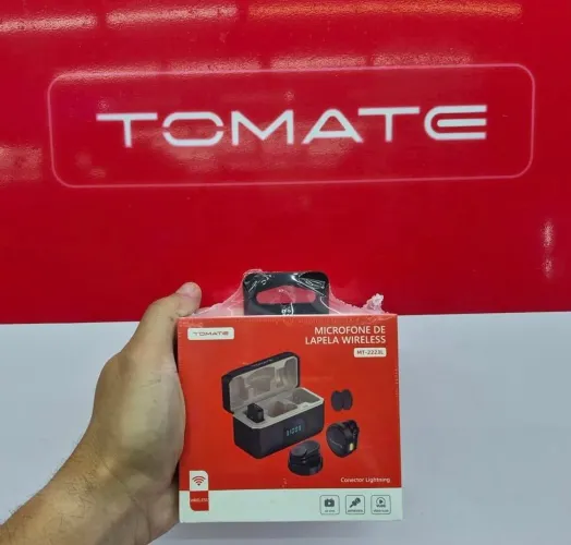 MICROFONE LAPELA WIRELESS DUPLO P/ IPHONE IOS TOMATE MR2223L<br>
