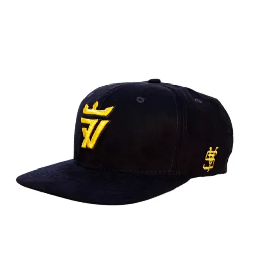boné seven brand preto logo gold aba curva snapback