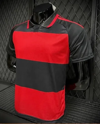 CAMISA NOVA PRETA COM VERMELHO COM GOLA
