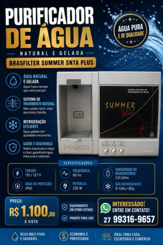Purificador de Água Brasfilter Summer SNTA Plus Natural e Gelada