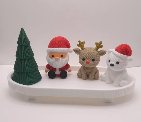 Kit 1 - Decoração Natalina 3D com Papai Noel, Rena e Urso Polar