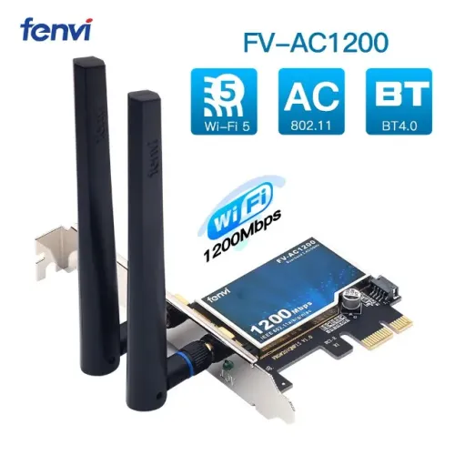 Adaptador wifi 2.4ghz/5ghz e bluetooth 4.0, Conector PciE, até 1200 Mbs, Novo