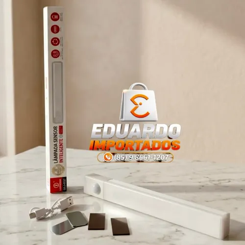 Luminária LED com Sensor de Presença Sem Fio, Sem furos Recarregável USB