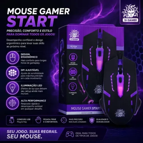 Mouse Gamer Usb Start 1200dpi Kg-02n 015-0086