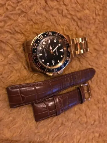 Relógio Masculino Magnum Dourado + Pulseira De Couro Extra