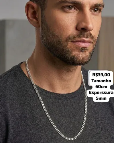 Colar minimalista masculino em aço inoxidável importado