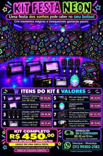 Kit festa neon com projetor Unic luzes e 19 metros de TNT