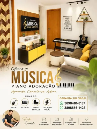 Aulas de violão teclado piano popular e canto 