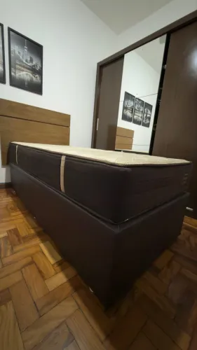 Cama box baú e colchão ortopédico premium Ortobom 