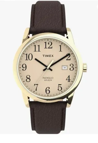 Relógio Timex Relógio Easy Reader com pulseira de couro de 38 mm Novo