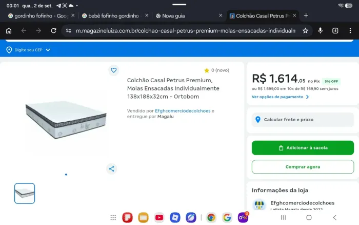 Colchão petrus semi novo