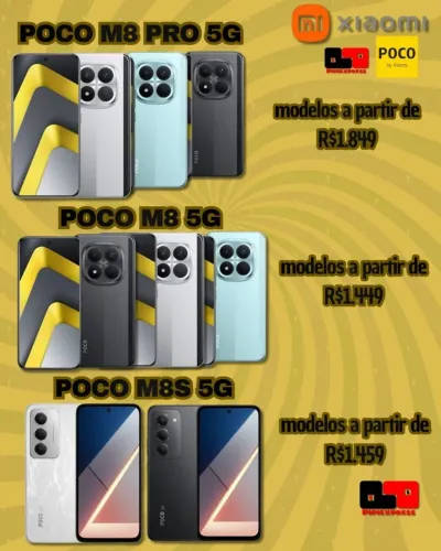 Poco M8 Pro 5G, Poco M8 5g, Poco M8S 5g. Linha completa ótimos preços