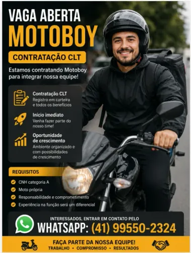 VAGA MOTOBOY  CARTEIRA REGISTRADA 