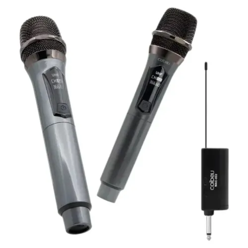 Kit 2 Microfones Sem Fio Recarregáveis UHF Profissional - A'gold