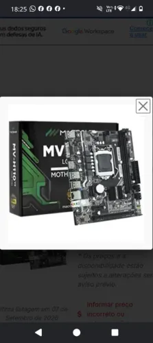 Kit placa mãe +processador+memória