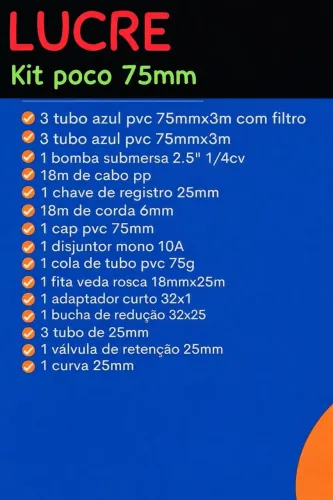 Kit de 75 para poço artesiano 