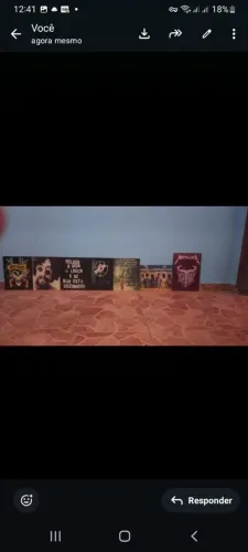 Quadros de rock, time, frase e desenho.