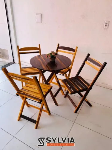 Conjunto dobrável redondo 70x70