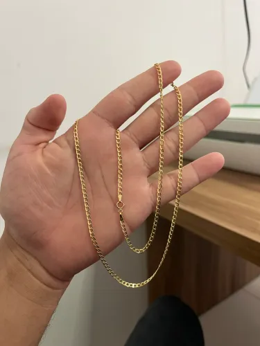 Corrente oca de ouro 18k Nova 