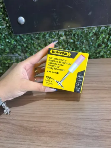 Kit com 100Pçs Pinos de 42MM com Arruela para Pistola de Fixação a Pino - BOMVINK