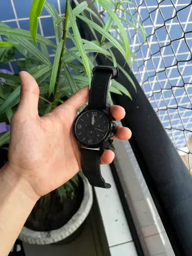 Relógio Masculino Fóssil Nate Cronógrafo com pulseira de couro 