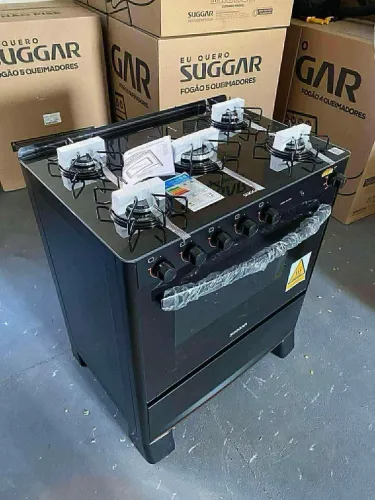 FOGÃO 5 BOCAS PRETO SUGGAR COOK GLASS NOVO