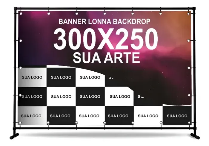 Banner Lona Personalizado Backdrop 250x300cm Com Ilhos