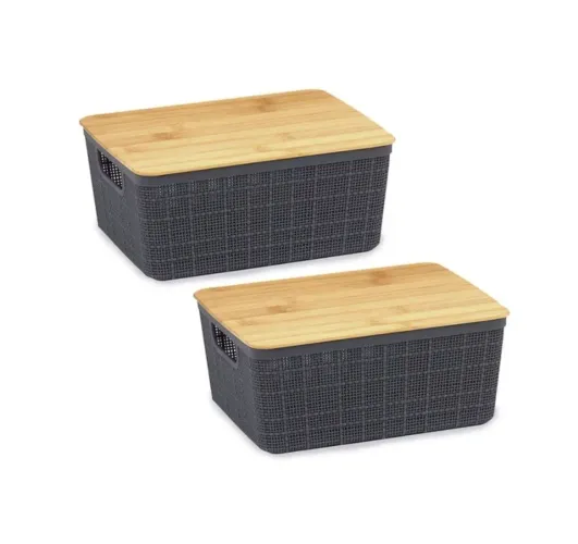 Kit 2 caixas organizadoras com tampa de Bambu 12 L - Oiko