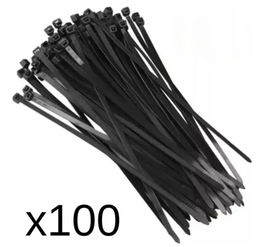 Kit de abraçadeira de nylon 3,6 x 200 mm preta 100 unidades