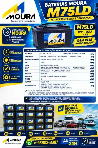 Bateria Moura 75ah 70ah t