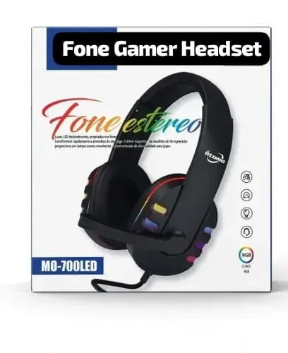 Fone Headset Gamer Átomo MO-700LED é um fone de ouvido estéreo com fio