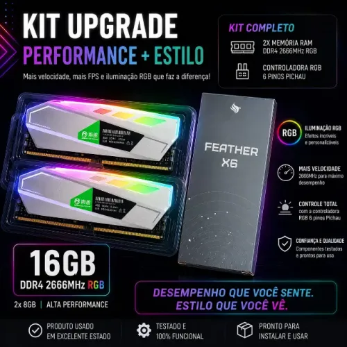 Memória Ram 2666mhz rgb 2x8, controladora Pichau 6pinos de brinde